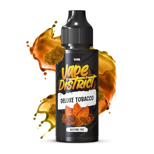 Vape District Vape Liquid 100ml Deluxe Tobacco Vape Juice E Liquid 70/30 Ecig Juice Cigarette Liquid Sub Ohm Juice Flavoured E Juice E Cigarette E-Liquid Nicotine Free Vape Short Fill