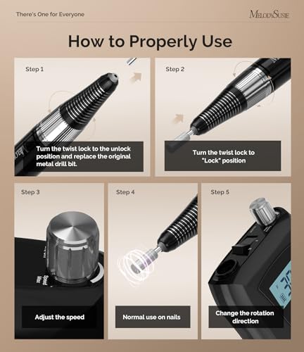 Image of MelodySusie Entry-Level Clip-On Rechargeable Nail Drill, SC320D 30000RPM Essential E-File with LCD Display for Manicure Shaping & Gel Removal, Perfect for Training, Nail Art Practice & Home Use