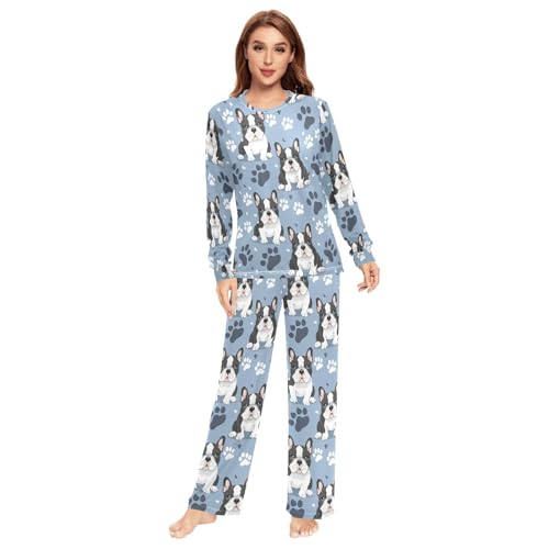 Fustylead Various of Background Matching Couple Pajama Set 2 Piece Flower Floral Print Lounge Long Sleeve PJs for Men & Women3