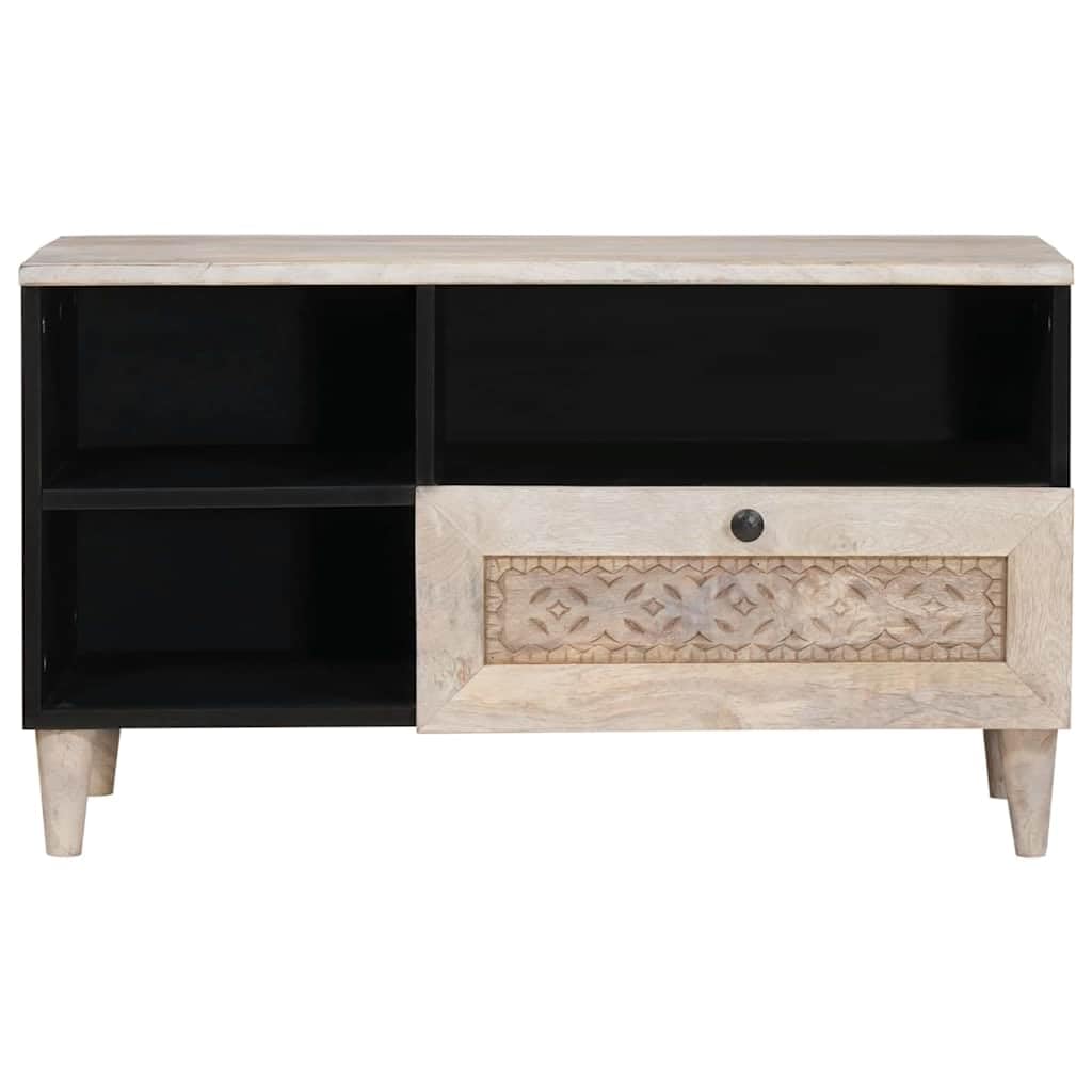Mobile TV con cassetti, bianco, 80 x 33 x 46 cm, in legno, mobile multimediale a parete con ripiani, mobile basso moderno per soggiorno, home theater, archiviazione TV, ricevitore, DVD