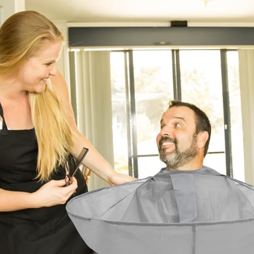 Housoutil Capa de Corte de Cabello Impermeable para Adultos Talla Mediana Capa de Peluquero para Salón Blanca miniatura 7