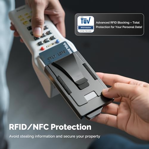 Wallet for Men with Money Clip and ID Window - Holds 20 Cards, RFID Blocking Card Holder Wallets with Smart Card Slot, Minimalist Mens Wallet, Metal Pop Up Wallet, Gifts for Men Black4