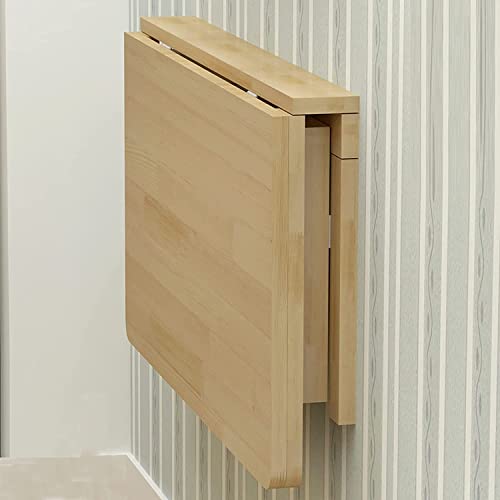 Mesa plegable de madera montada en la pared, mesa plegable de pared con hojas abatibles que ahorra espacio, mesa de madera de pino, mesa de pared plegable, mesa de computadora, mesa de comedor