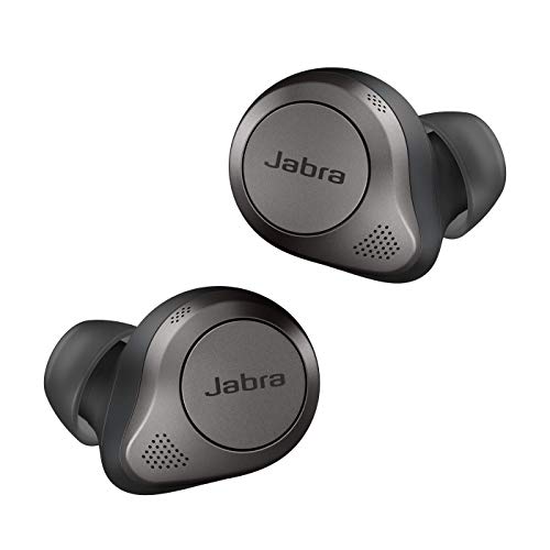 Jabra Elite 85t True Wireless Earbuds - Jabra Advanced Active Noise Cancellation with Long Battery Life and Powerful Speakers - Wireless Charging Case - Titanium Black (Renewed)