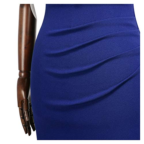 Image of Miusol Women's Retro 1950s Style Half Collar Ruffle Cocktail Pencil Dress