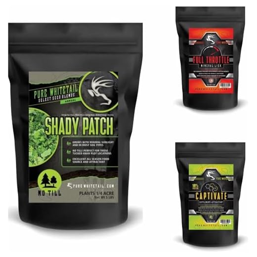 PURE WHITETAIL | Triple Threat Combo | No Till Food Plot Seed, Mineral Site, & Feed | Includes 5 lb Bag Shady Patch, Full Throttle, & Captivate Deer Feed | 15 lbs Total