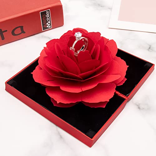 Image of Engagement Ring Box,Ring Rose Box Surprise Jewelry Storage Holder for woman as Proposal Engagement Wedding Ring Jewelry Gift Case in Valentine's Day ect.