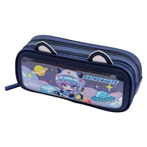 Image of Parshya Pencil Case Double Layer EVA Cute Pencil Pouch Aesthetic Pencil Case for Girls Large Capacity Pen Pencil Pouch Multifunctional Stationery Organizer for School (New Space Travel)