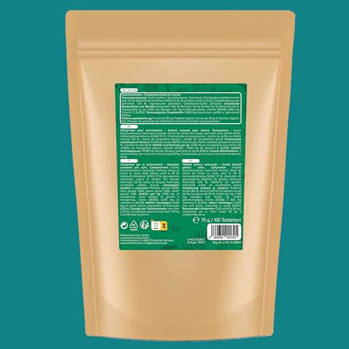 Wolfsbacher Gelenktabletten für Hunde mit Grünlippmuschel | 100 Stück - Made in Germany | hochkonzentriert, leicht zu füttern, hohe Akzeptanz | Teufelskralle, MSM und Glucosamin