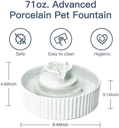 Image of Cepheus Pet Drinking Fountain-2.1L /71oz Ceramic Cat Water Fountain-Automatic Ceramic Water Fountain for Cats and Dogs with with Ultra-Quiet Pump(White)