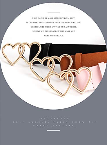 Worry-Free PU Faux Leather Double-Heart Bukcle Waist Belt for Jeans Girls,Womens3
