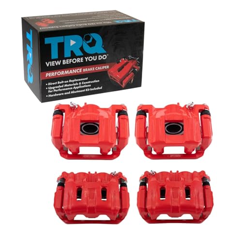 Image of TRQ Performance Front and Rear Brake Caliper Set Coated Brackets Compatible with 2011-2017 Honda Odyssey