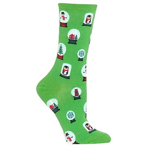 Hot Sox Women's Snowglobes Socks 1 Pair, Bright Green, Women's 4-10