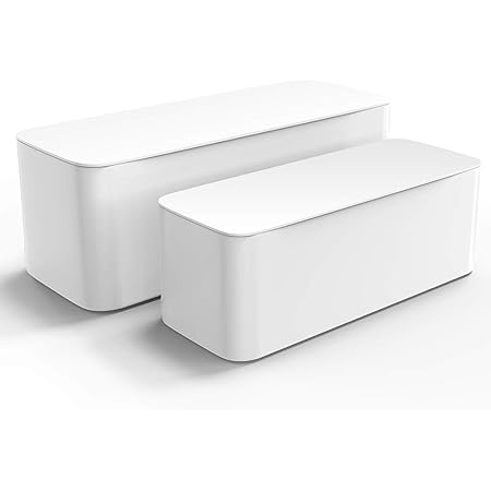 leocaslet ケーブルボックス 2個セット コンセント 収納 ケース 配線ボックス テーブル電源タップ収納 6個口電源タップ収納 コードボックス ホワイト
