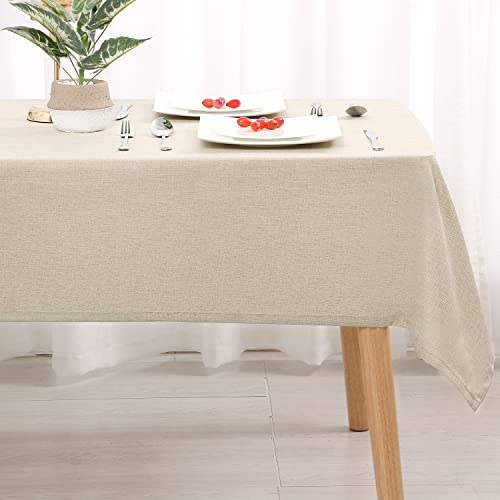 Hiasan Faux Linen Rectangle Tablecloth - Wrinkle And Stain Resistant Washable Table Cloth For Kitchen Dining Room Holiday Table Cover For Party Dinner, Beige, 60 X 102 Inch #TOP3