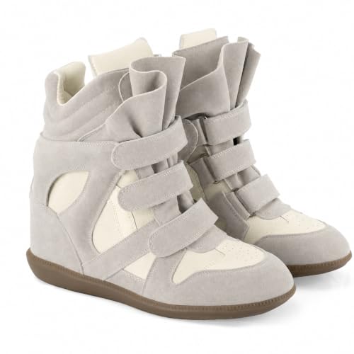 Image of Wedge Sneakers for Women, High Top Platform Suede with Hidden Wedge & Triple Strappy Band