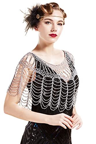 BABEYOND 1920s Shawl Wraps Gatsby Beaded Evening Cape Bridal Shawl Bolero Flapper Cover Up2
