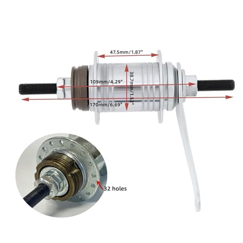 XYAUTO 32 Hole Bicycle Coaster Brake Hub Silver Color, Bike Brake Rear Hub Stainless Steel for Fixed Gear Bicycle, MTB Bike by XYAUTO - Image 2