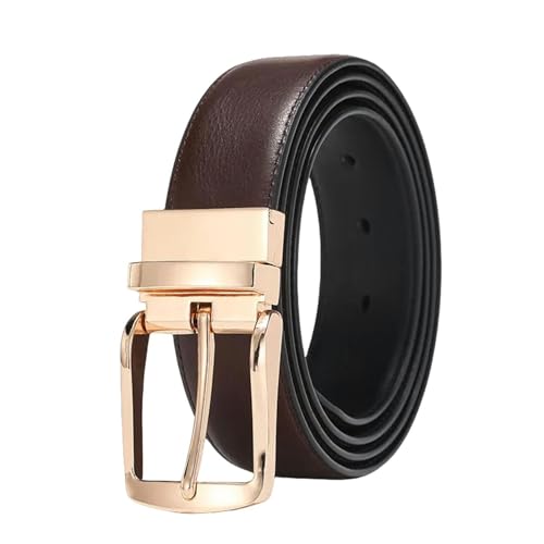 Ceinture mode pour hommes en cuir véritable avec boucle tournante vintage et formelle