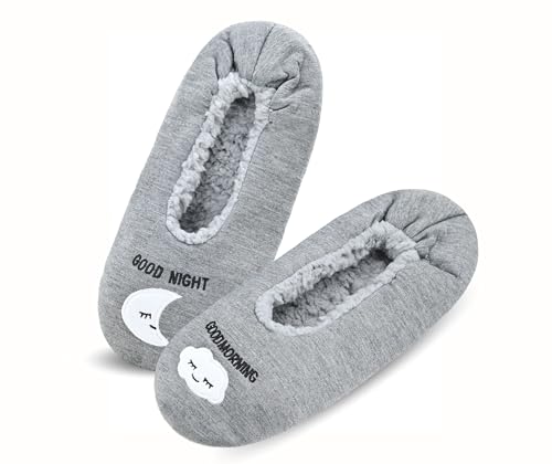 Image of Keyela Women Fuzzy Animal Slipper Socks, Non Slip Indoor House Slippers | Soft fuzzy plush material, cute animal design with gripper sole for bedroom, lounge indoor daily wear