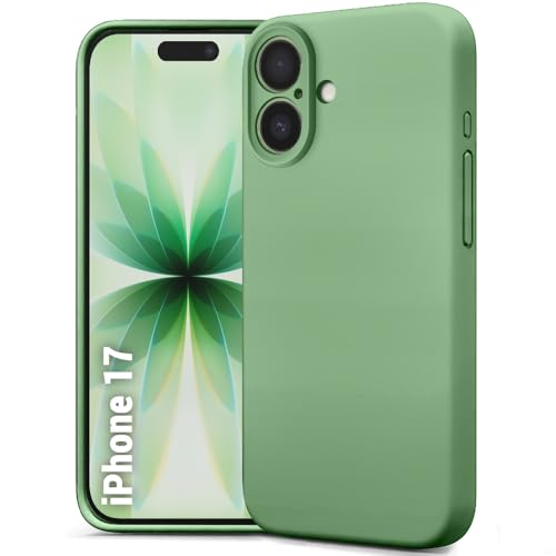 Image of TheGiftKart Liquid Silicone Back Cover Case for iPhone 17 | Soft Micro-Fibre Lining Inside | Camera & Screen Protection | Shockproof Back Cover Case for iPhone 17 (Silicone, Green)