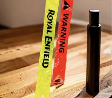 Image of Safety Tag /Warning tag Fluorescent Reflector in Night Glow Like LED Light Fashion Modification Hanging Tie Ribbon RE Enfield Keychain Keyring