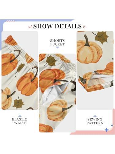 Pumpkins and Maple Leaf Boys Pants for Kids Jogger Pants with Pockets S4