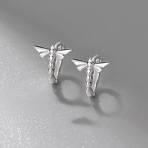 Cute Dragonfly Cartilage Mini Hoop Earrings for Women 925 Sterling Silver Tragus 2nd 3rd Hole Tiny Huggie Hoops Hypoallergenic 7mm Cuffs Earring Fashion Jewelry Gifts Christmas4
