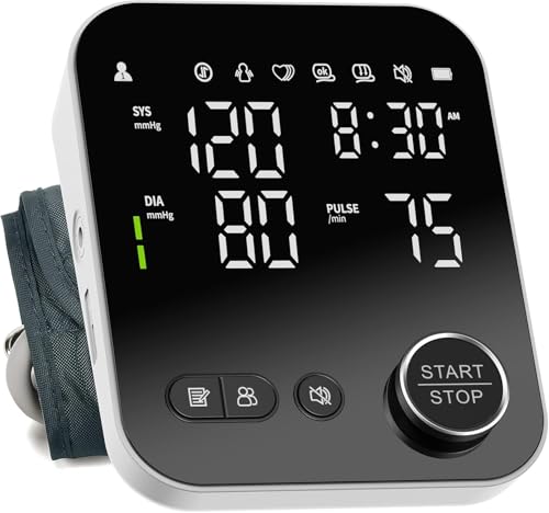 Blood Pressure Monitor Upper Arm Monitors for Home Use Adjustable 8.7"-16.5" Cuff LED Display 2x120 Memory Intelligent Voice Portable Machine with Storage Bag