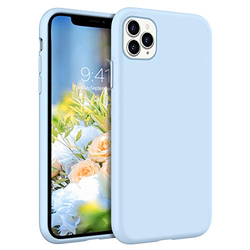 YINLAI iPhone 11 Pro Max Case Slim Liquid Silicone Hybrid Soft Rubber Non Slip Grip Shockproof Protective Bumper Durable Summer Phone Covers for iPhone 11 Pro Max (6.5 inch) 2019, Pastel Blue