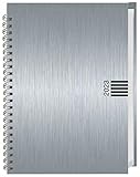 ringbuchkalender a5  Wochen-Cheftimer A5 Aluoptik silber Terminkalender 2023 - 132 Seiten - Hardcover mit Spiralbindung - mit Lesebändchen uvm - Kalenderbuch - Taschenkalender - 15 x 21,3 cm
