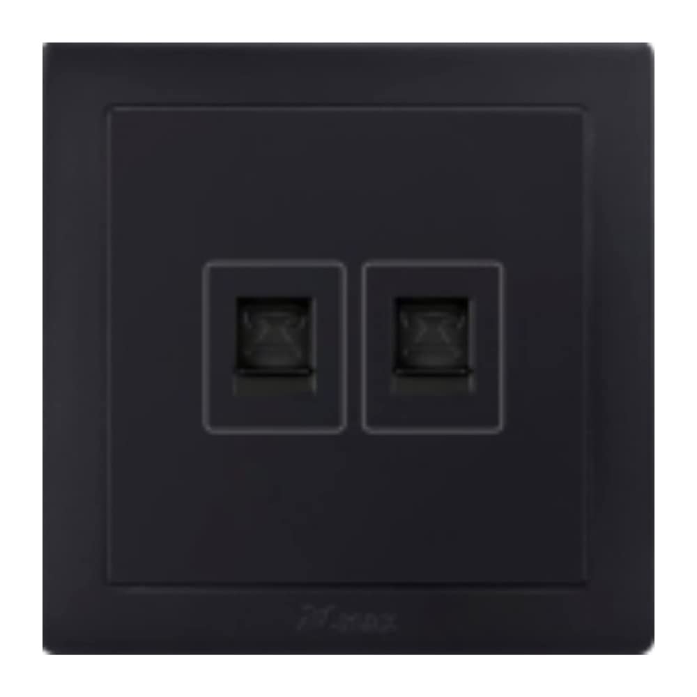Double Data Socket Outlet - Black | Stylish Black Edition Internet LAN Double Faceplate for Home or Office