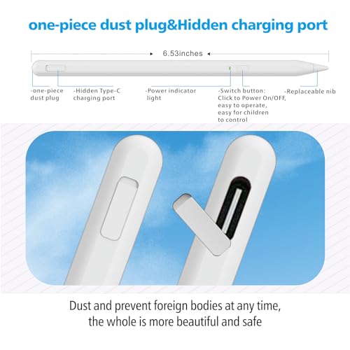Image of Stylus Pen for iPad 11th&10th Generation,Milikilo Pen with Pencil Holder,Palm Rejection,for Air11&13 inch(M2 /M3), Pad Pro 11 inch&13 inch(M4),iPad 6-11th,iPad Pro 11 inch /12.9 inch, iPad Air 3 /4 /5,Mini 5 /6