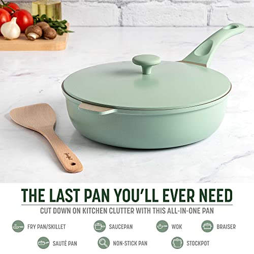 Image of Goodful All-in-One Pan, Multilayer Nonstick Cookware Set, High-Performance Construction, Multipurpose Design Replaces Multiple Pots and Pans, Dishwasher Safe, 11-Inch, 4.4-Quart Capacity, Sage Green