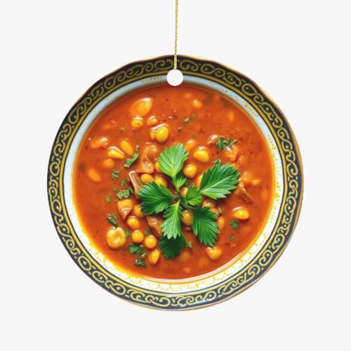 Christmas Ornament of Moroccan Harira Soup, Lentils, Chickpeas, Cuisine Food