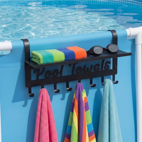 Chunful Pool Towel Rack for Outdoor Hang Towel Hooks Holder for Side of Pool Outside 8 Hooks Heavy Duty Steel Hanger Organizer for Beach Ground Accessories Bathroom Robe Bag Coat Swimsuit