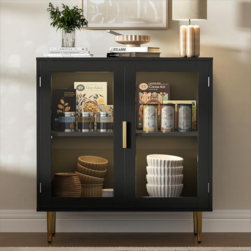 Housoul Buffet Cabinet with LED Lights, 32' Modern Acrylic Sideboard with 2 Doors, Coffee Bar with...