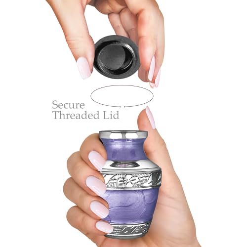 Image of Trupoint Memorials Cremation Urns for Human Ashes, Silver Lining Decorative Burial Urns for Male and Female, Funeral Memorial Urn for Women and Men - Purple with Silver Lining, 4 Keepsakes