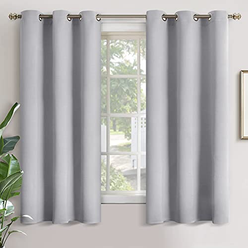 Image of YoungsTex Light Grey Blackout Curtains 63 Inch Length for Bedroom - Thermal Insulated Window Drapes with Grommet Room Darkening for Kids Living Room, 2 Panels, 42 x 63 Inch