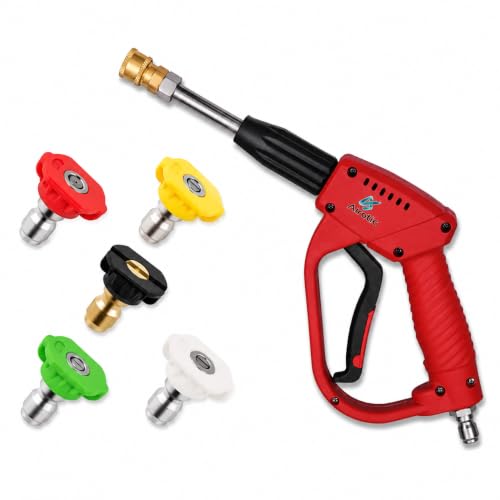 Image of Pressure Washer Gun 5000PSI,High Pressure Washer Gun with, 3 /8 inch Quick Connect Plug with 5pc Nozzel Tips