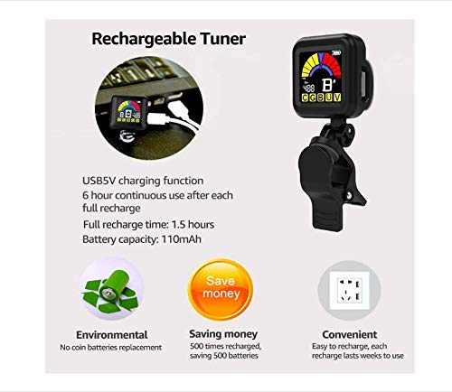 Accordeur de guitare basse pour violon ukulélé, rechargeable, avec support de serrage pivotant à 360 ° et câble USB, de… - Les Beatles, Paul McCartney, John Lennon, RIngo Starr, George Harrison Accordeur de guitare basse pour violon ukulélé, rechargeable, avec support de serrage pivotant à 360 ° et câble USB, de… – Image 5