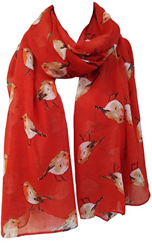 GlamLondon Bufanda de Navidad para mujer con diseño de pájaro de acuarela