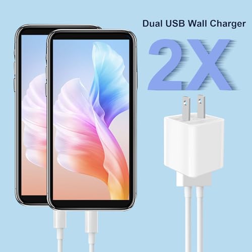 Image of USB Wall Charger, Charger Block, Dual A Port Plug Cube, Power Adapter Charging Plug Box Brick for Phone 16 15 14 13 12 11 Pro Max SE XS XR X 8 7 6, Android Phones, and More (Creamy White)