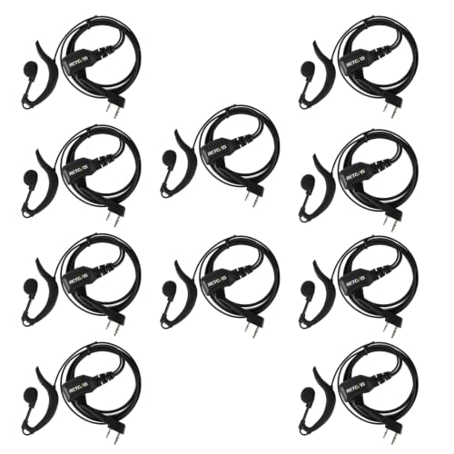Retevis Walkie Talkie Earpiece with Mic, G Shape, for RT22/RT68/RT21/H777