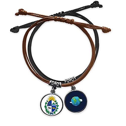 Pulsera de Uruguay en cuero auténtico con emblema nacional grabado a mano