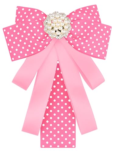 Image of Ribbon Polka Dots Bow Ties Cute Bowties for Women, Clip Fashion Collar Decoration