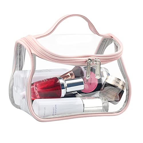 Haoguagua Heavy Duty Clear Cosmetic Bag Waterproof Transparent Travel Makeup Toiletry Organizer Bag (Pink) #TOP1