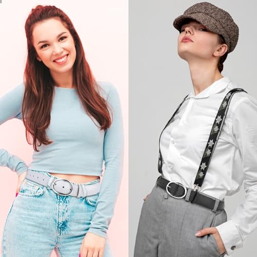 Belts for Women Brown Belt Women Black Belts 2 Pack Waist Belt Pu Leather Womens Belts for Jeans Trendy Waist Belt4