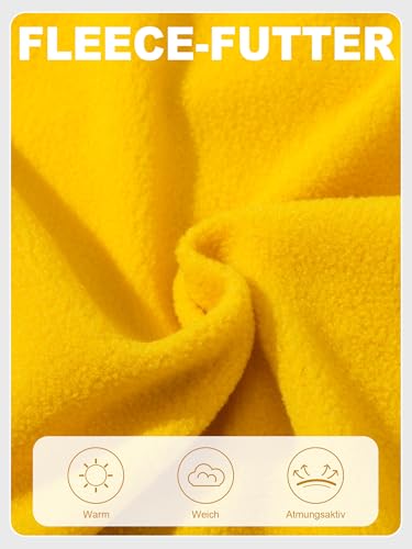 NATUST Jungen Gefütterte Regenjacke Winddicht Übergangsjacke Wasserdicht Winddichtjacke Thermo Softshelljacke Gelb 146-152
