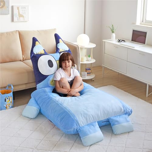 Image of Bluey Oversized Floor Lounger for Kids,Soft Plush Chair with Pillow and Cushion,Comfortable Portable Nap /Play Mat